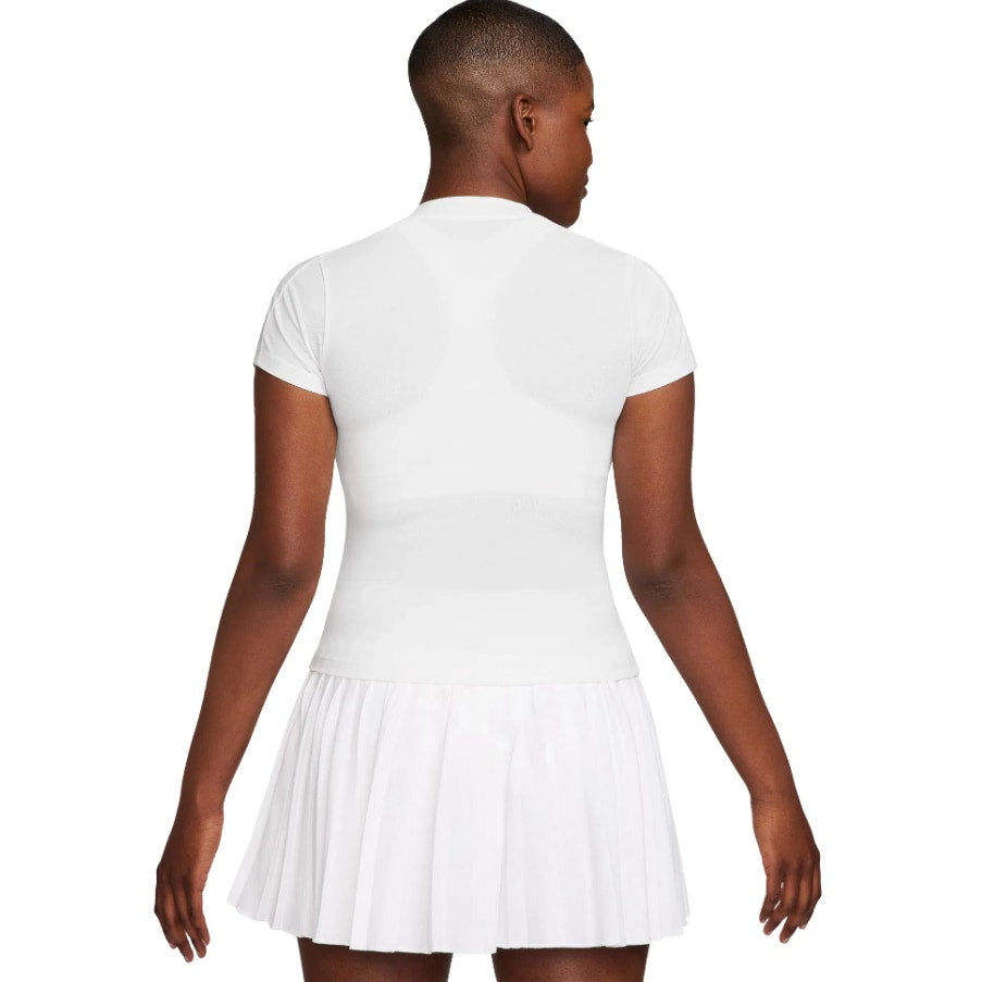 NIKE Womens Court Advantage Tennis T-Shirt Large White Short Sleeve Dri-Fit NWOT