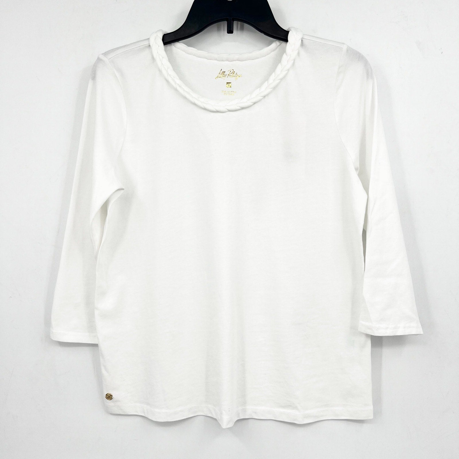LILLY PULITZER Women's Paulson Knit Top Small Resort White 3/4 Sleeves NWT
