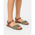 MIA Womens Addilynn Sandals Size 6 Wide Green Flats Knotted Fabric Front NWOB