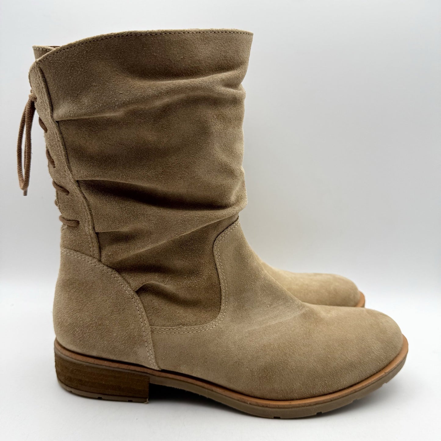 Sofft Womens Sharnell Heel Low Boots US 10 M EU 42 Taupe Suede NIB