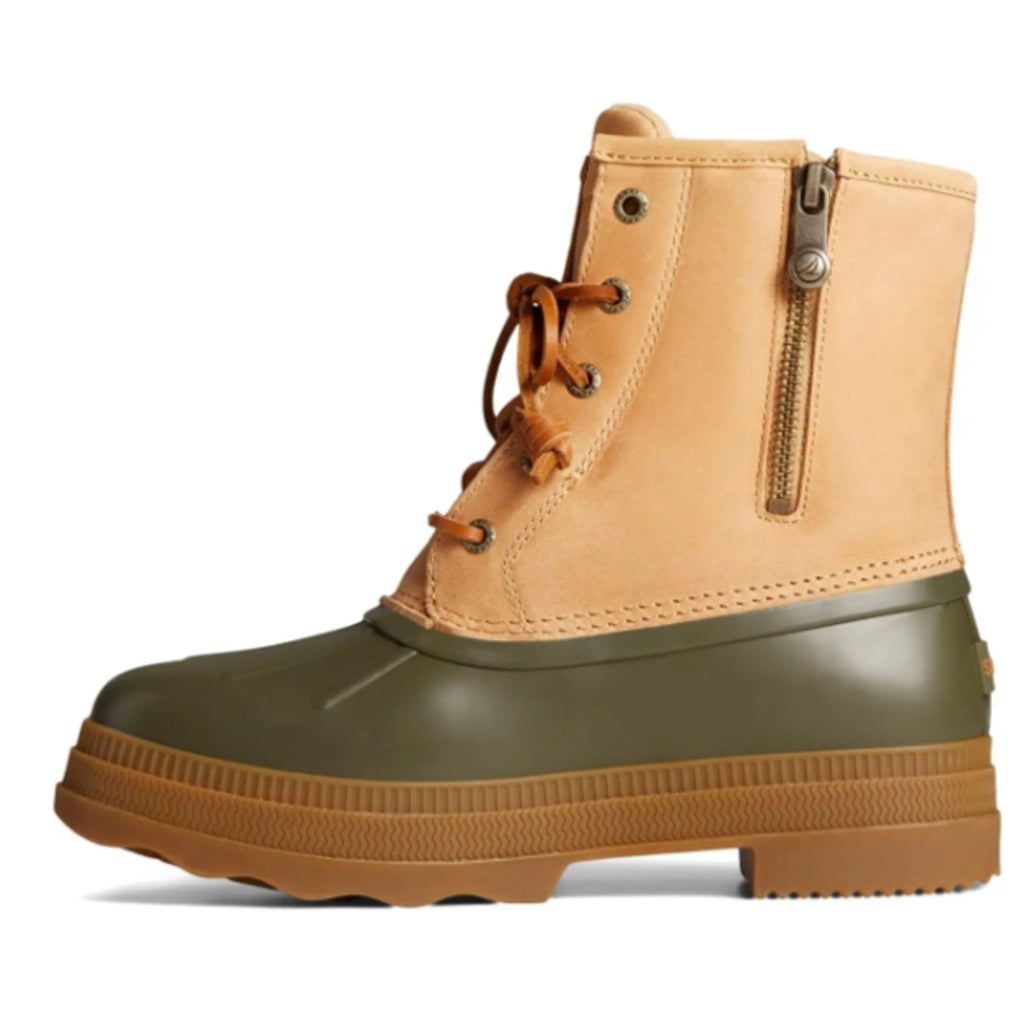 Sperry Womens Saltwater 2.0 Duck Boots Size 10 Tan Green Leather Waterproof NIB