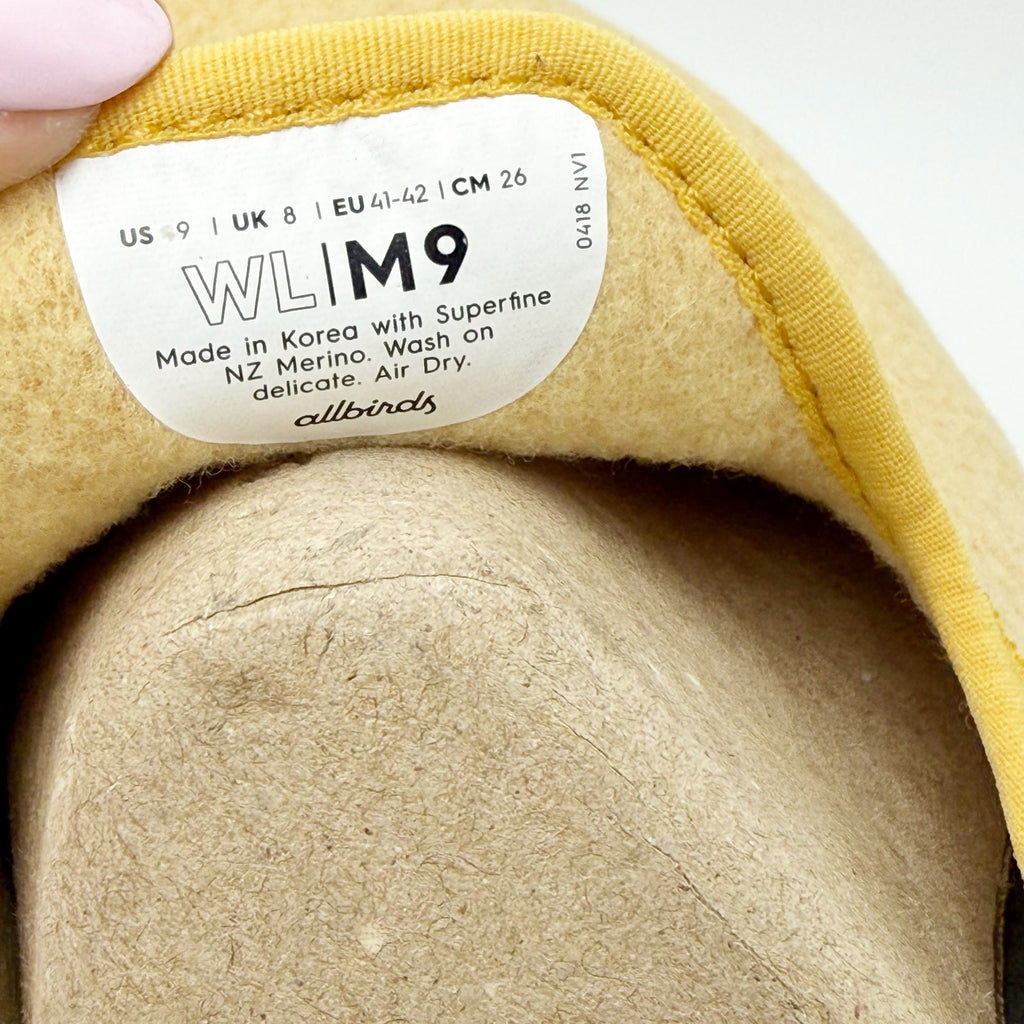 AllBirds Mens Wool Lounger Casual Sneakers Size 9 EU 41-42 Yellow Slip On NWOB