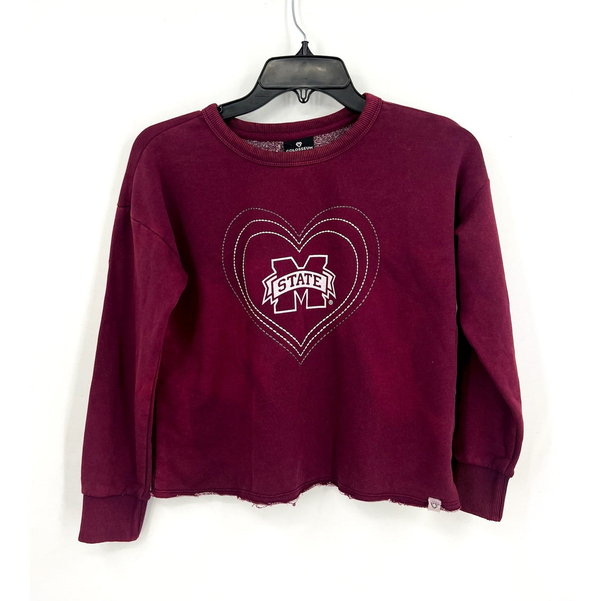 COLOSSEUM Girls Mississippi State Crop Crewneck Sweatshirt Small Maroon Red NWT