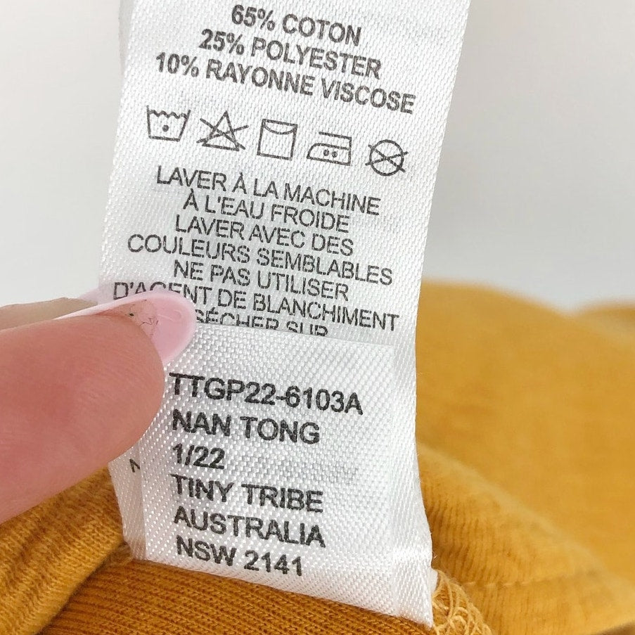 TINY TRIBE AUSTRALIA Kids Knot Overalls US 6 Gold Stretch Knit Pockets NWOT