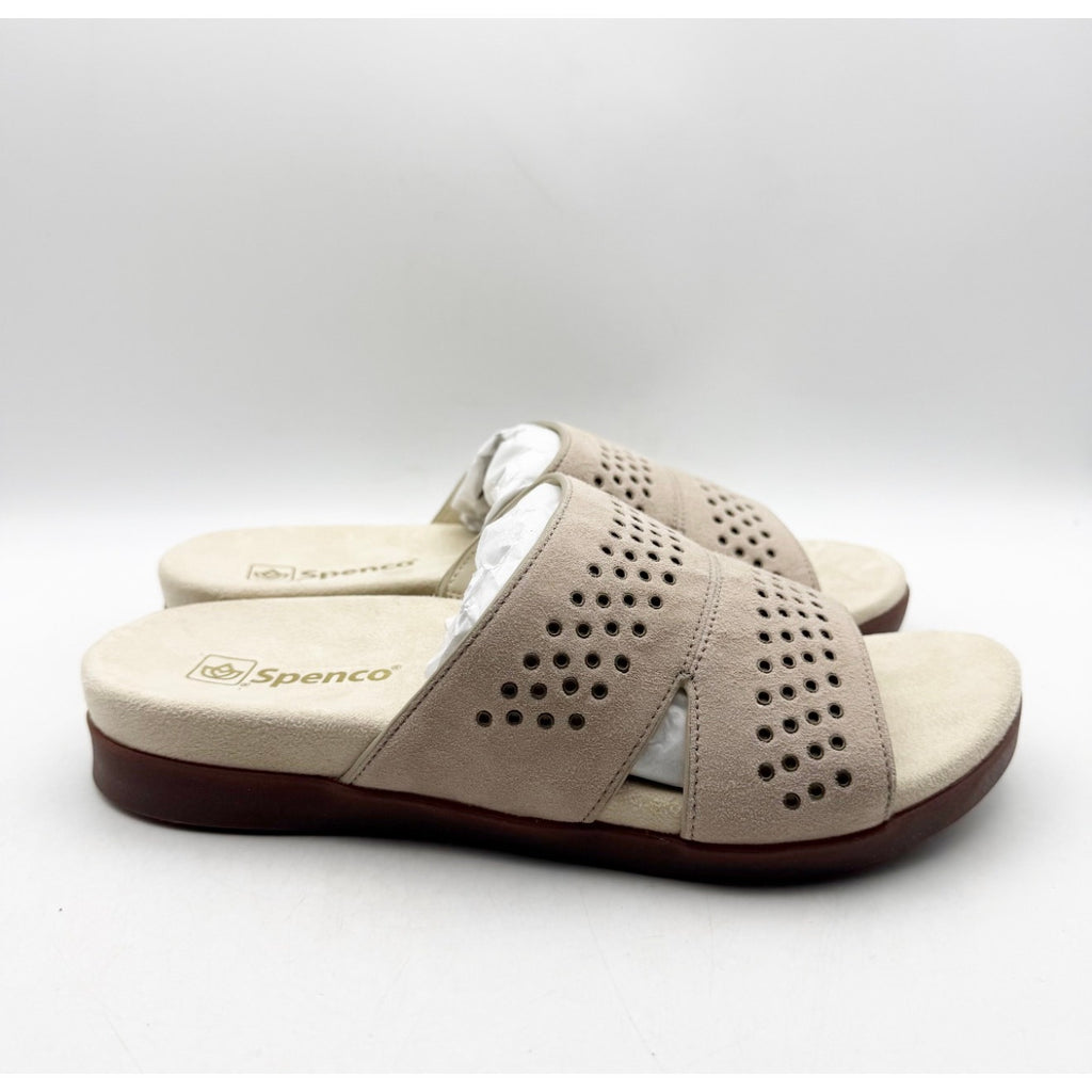 Spenco Women's Twilight Stud Sandal Size 9.5 WIDE Light Taupe Slip On NIB