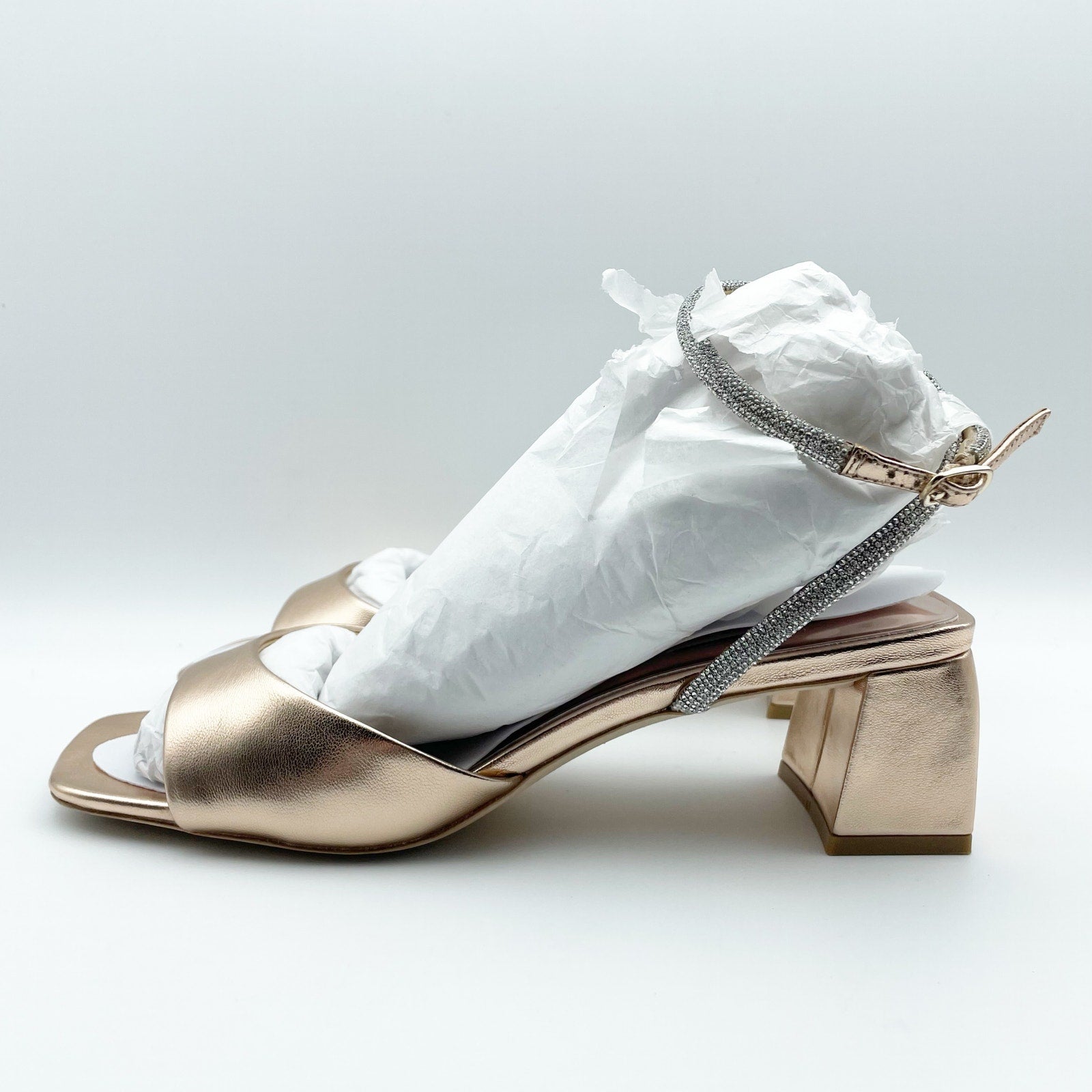 Badgley Mischka Womens Infinity II Heel Sandals US 8 EU 38.5 Champagne Pink NIB