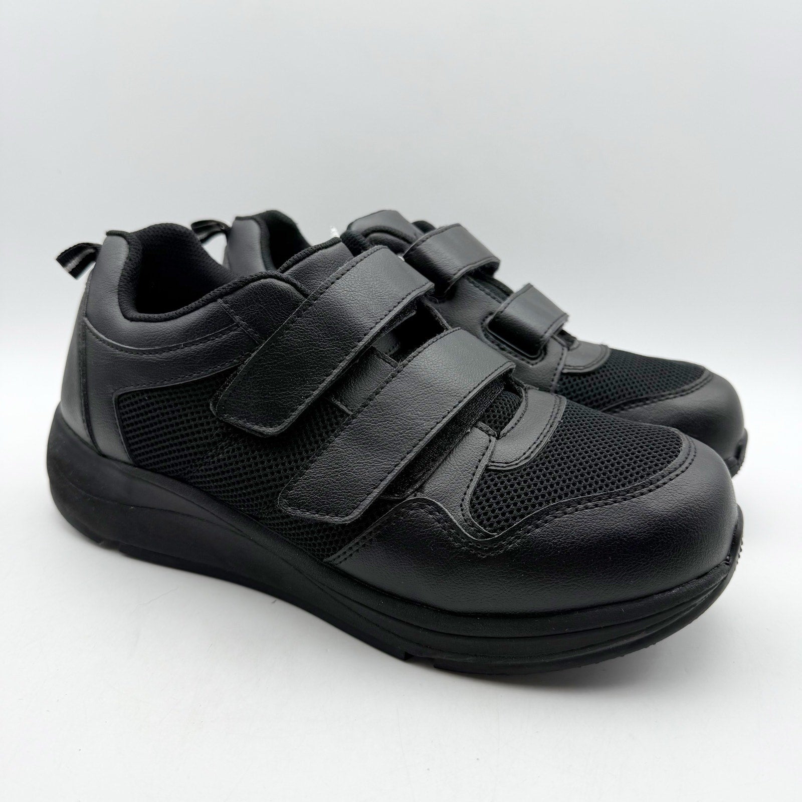 Drew Mens Contest Sneakers US 9.5 WIDE Black Fabric Hook and Loop SR NWOB
