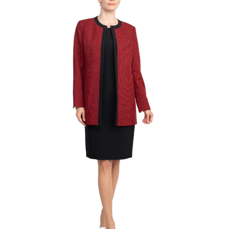LE SUIT Mid-Length Suit Blazer Size 14 Fire Red Open Front NWT
