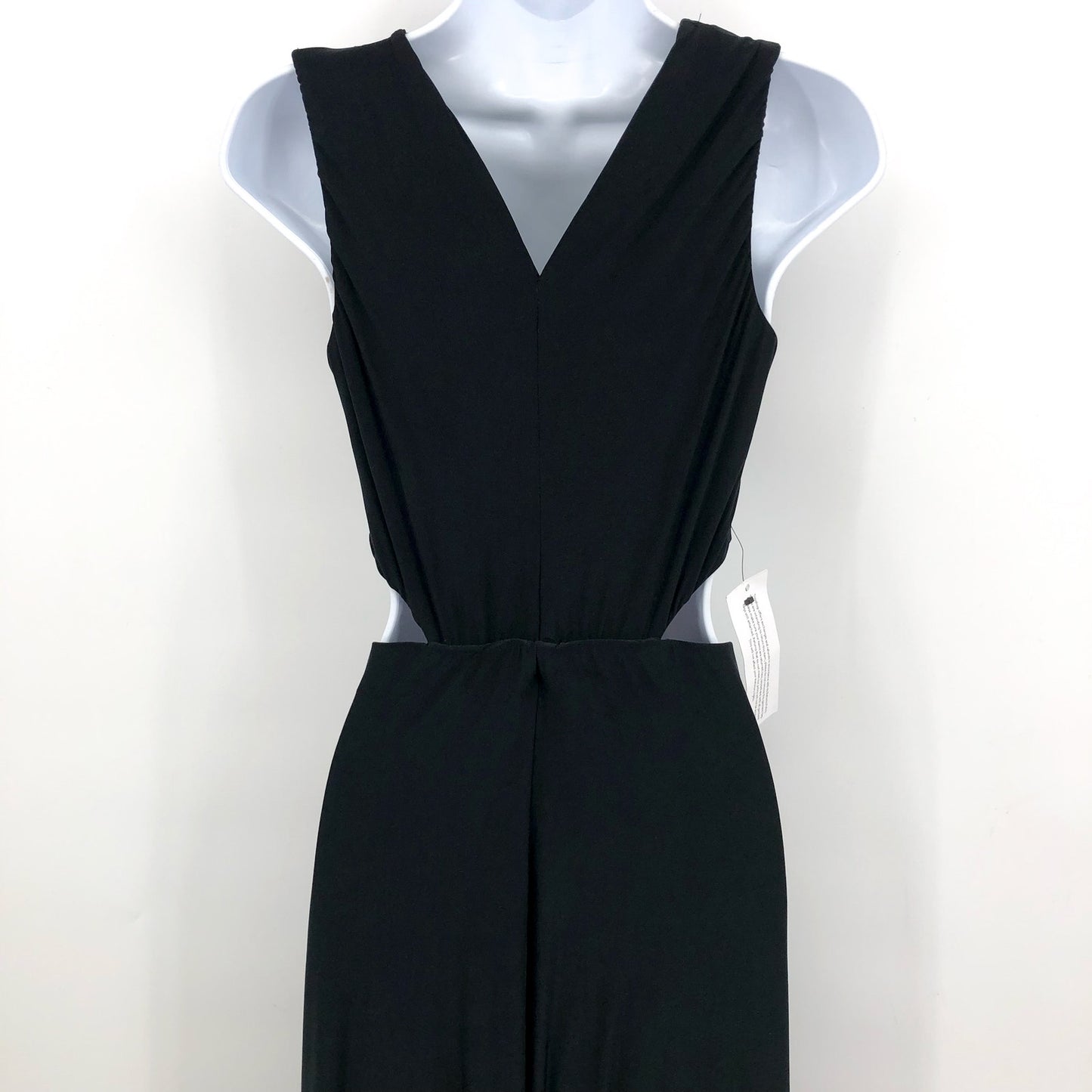 TOPSHOP Women's Jersey Draped Midi Dress Small 4-6 Black Sleeveless Cut Out NWT
