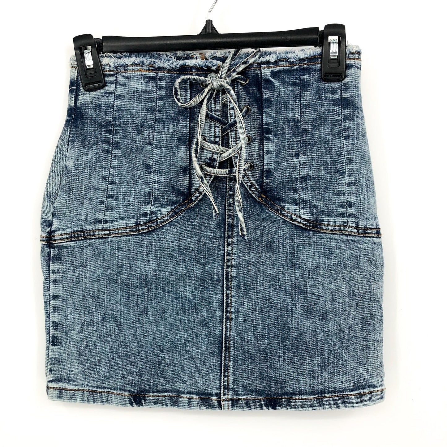 BARDOT Girls Corset Denim Skirt US 16 Blue Acid Wash Cotton NWT