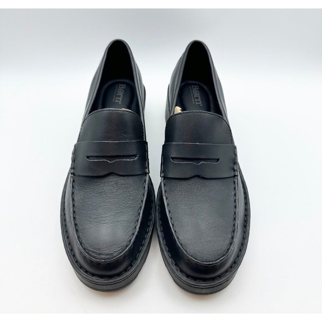 Born Womens Carrera Loafers Size 11 M EU 41-42 Black Leather Slip On NIB