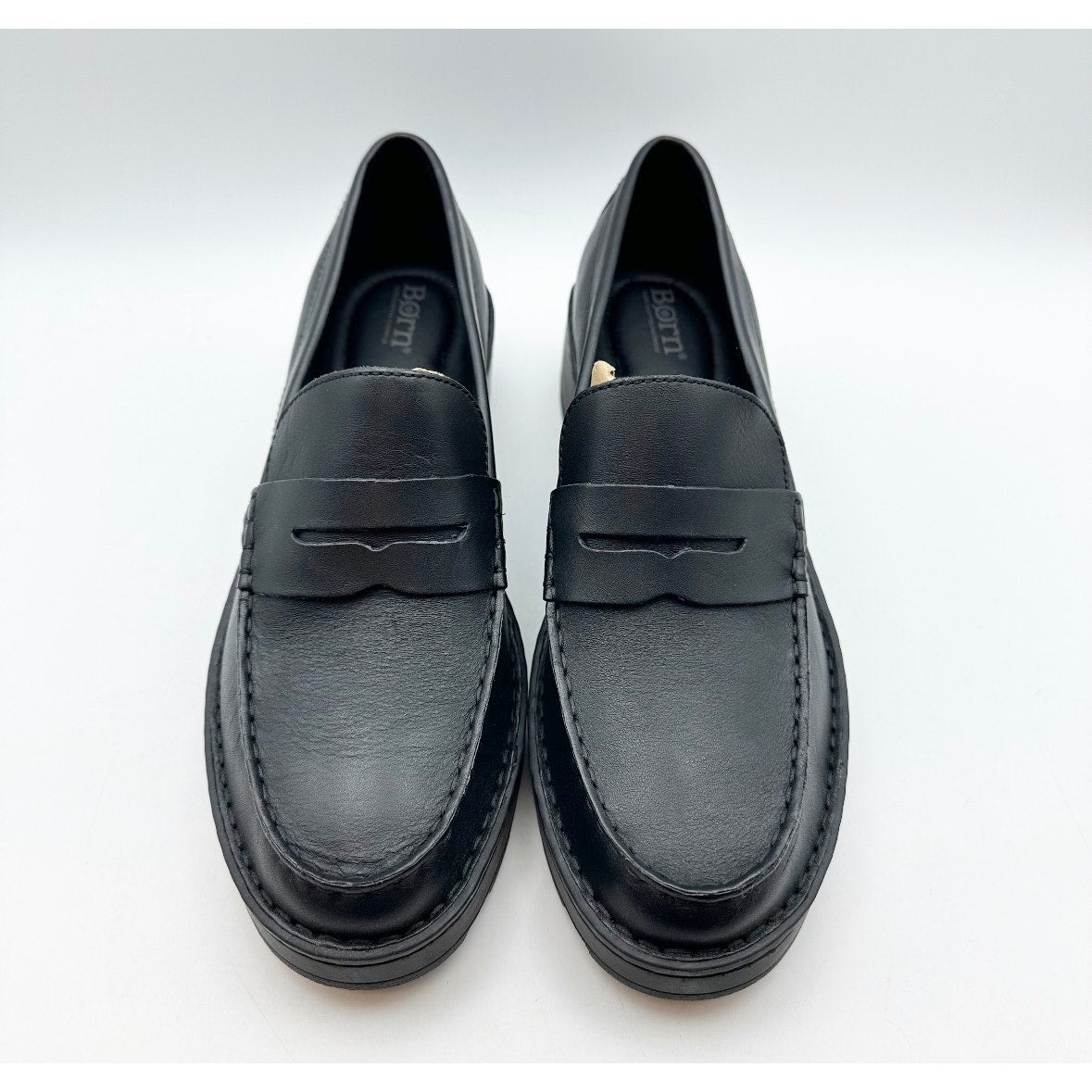 Born Womens Carrera Loafers Size 11 M EU 41-42 Black Leather Slip On NIB