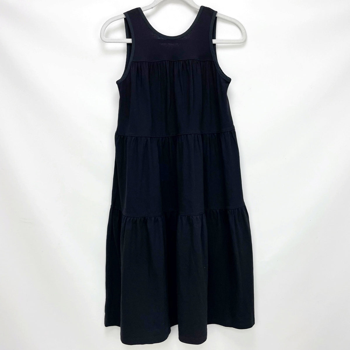 Everlane Womens Midi Dress XS Black The Weekend Tiered Cotton Sleeveless NWOT