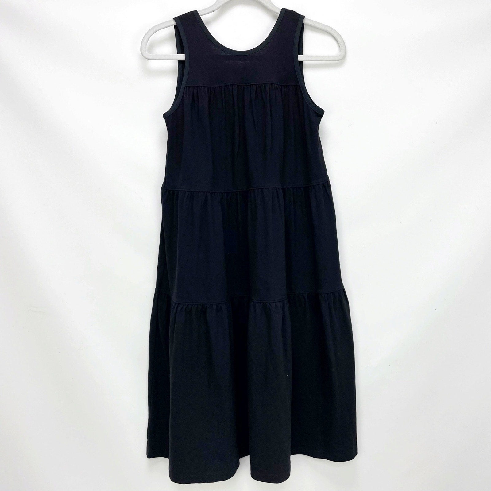Everlane Womens Midi Dress XS Black The Weekend Tiered Cotton Sleeveless NWOT