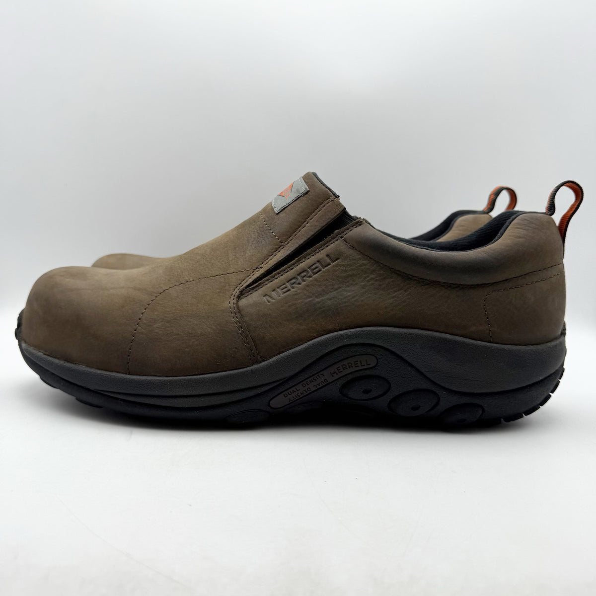 Merrell Mens Jungle Moc Toe Work Shoes US 15 M Brown Suede Slip On Comp Toe NIB