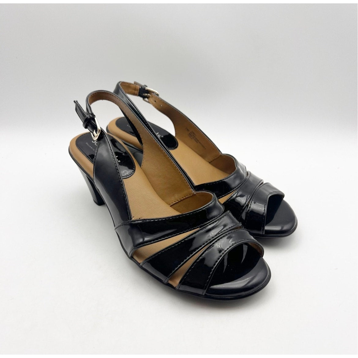 Comfortiva Women's Softspots Neima Heeled Sandals Size 7 WIDE Black Leather NWOB