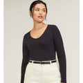 EVERLANE Women's The Supima Form Ballet Neck Tee Medium Black Long Sleeve NWT