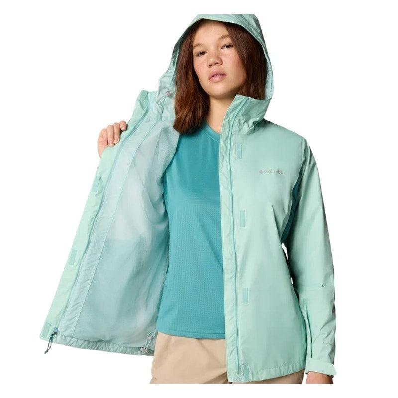 COLUMBIA Women's Arcadia II Rain Parka Jacket Medium Green Spry River NWT