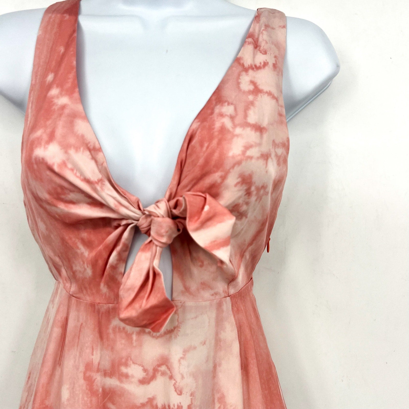 Travis Mathew Women's City To Shore Maxi Dress Small Shell Pink Tie Front NWT