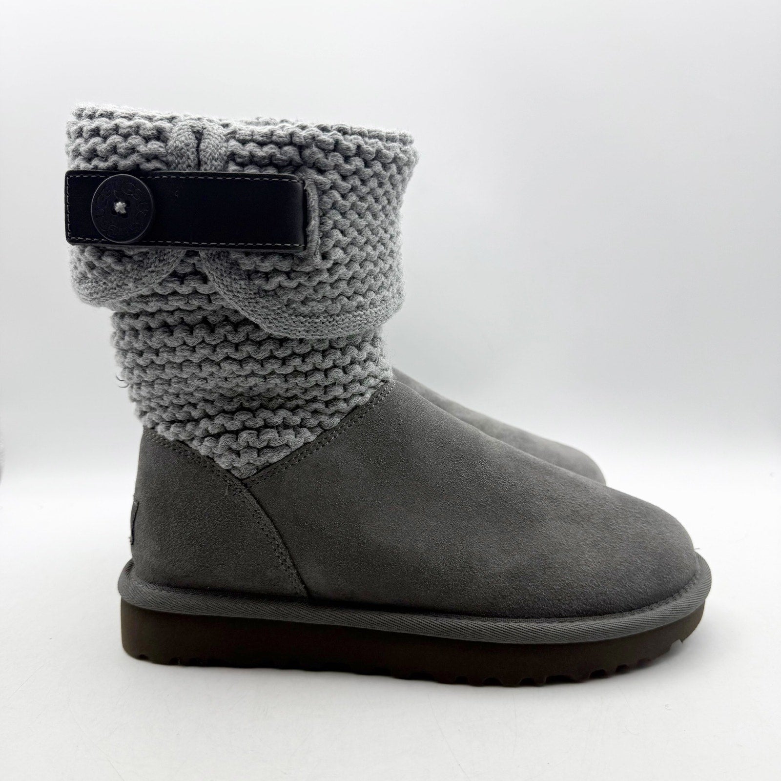 UGG Womens Shaina Mid Calf Boots US 5 EU 36 Gray Suede Knitted NWOB