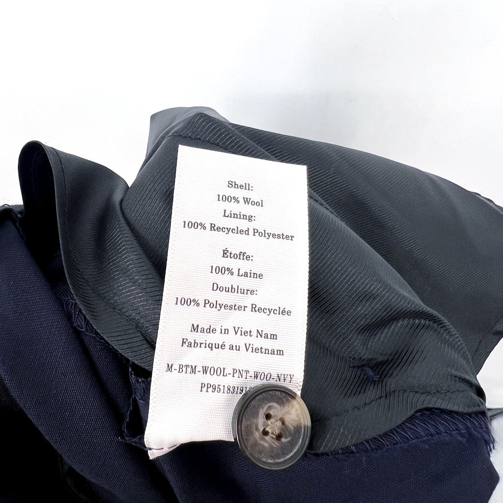 EVERLANE Men's Italian Wool Dress Pants 35x32 Navy Blue Flat Front NWT