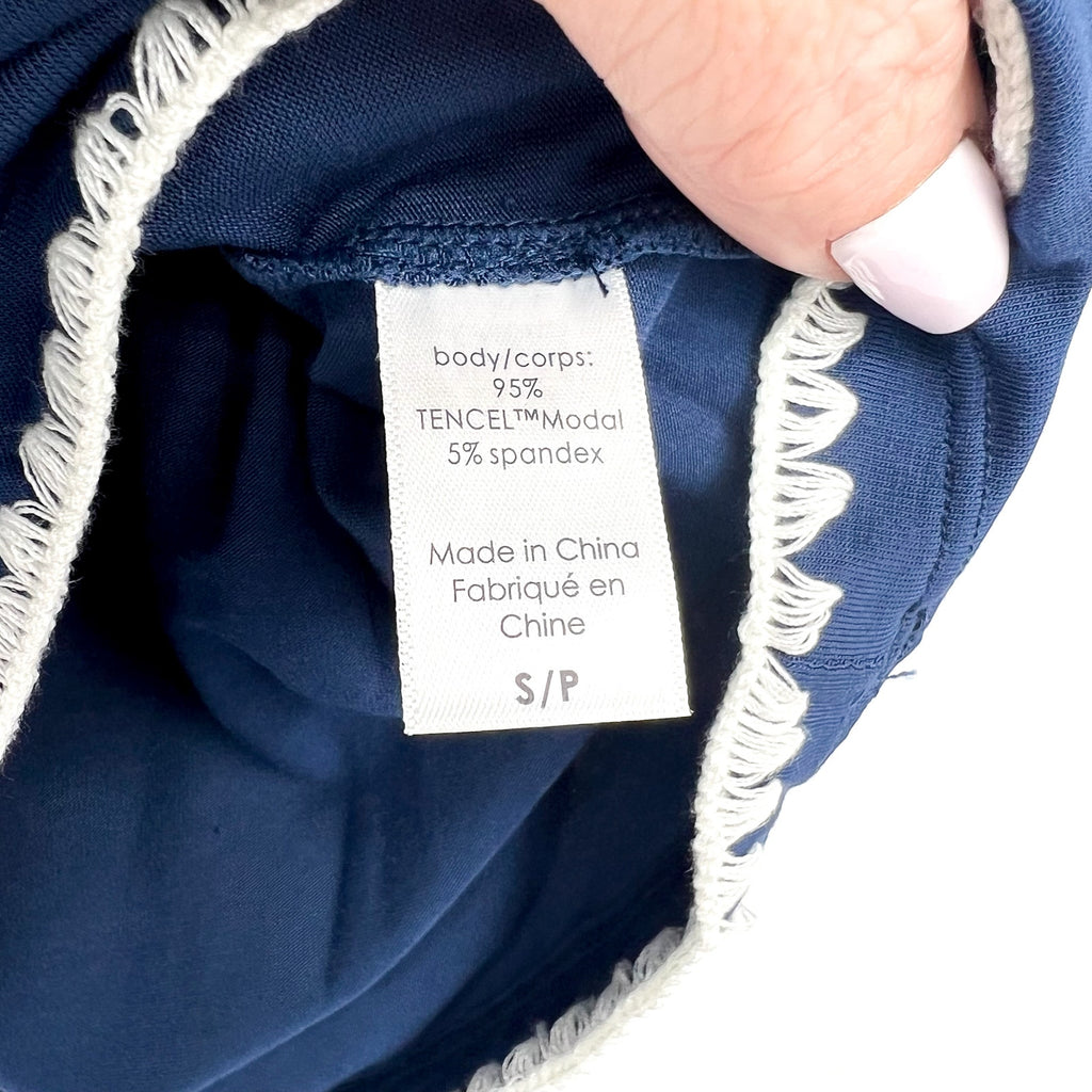 EBERJEY Frida Cami & Shortie Short PJ Set Small Navy Blue Ivory TENCEL Modal NWT