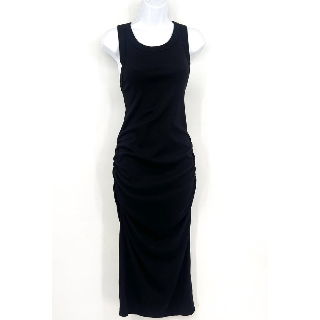 MICHAEL STARS Women's Wren Ribbed Midi Dress Large Black Stretch Sleeveless NWT