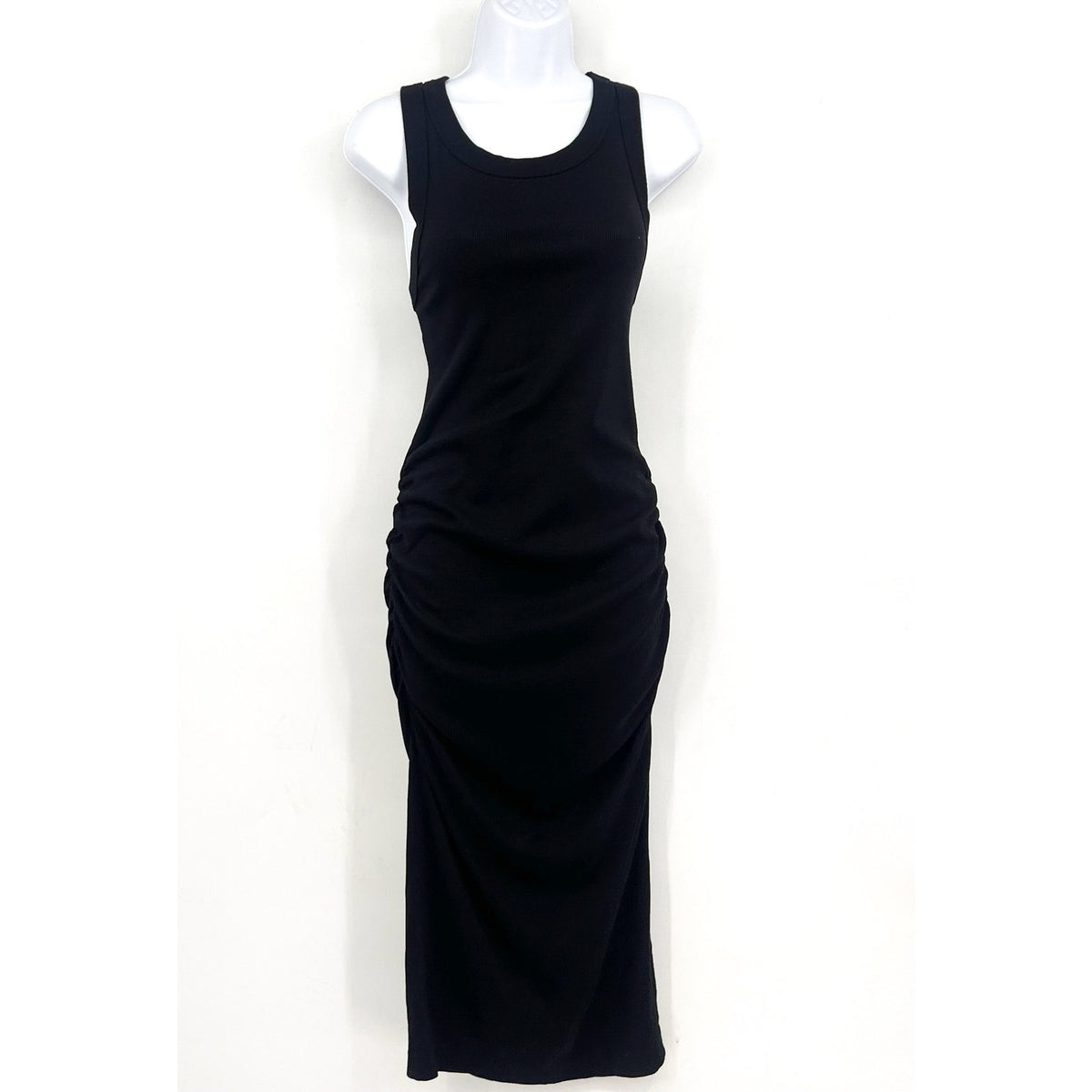 MICHAEL STARS Women's Wren Ribbed Midi Dress Large Black Stretch Sleeveless NWT