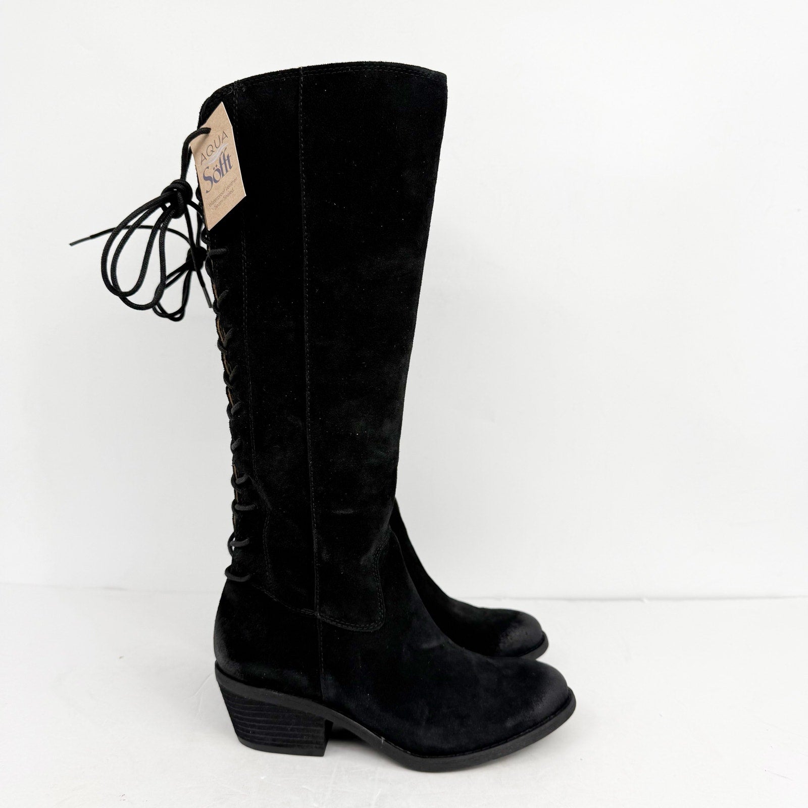 Sofft Womens Sharnell ll Knee High Boot US 7 M EU 39 Black Suede Waterproof NWOB