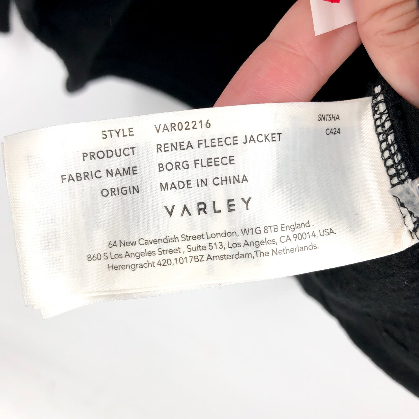 VARLEY Women's Renea High Pile Fleece Jacket Large Black Long Sleeve NWT