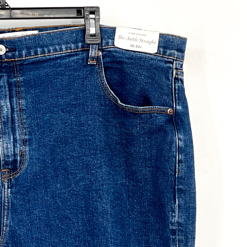 ABERCROMBIE & FITCH Women Ultra High Ankle Straight Jeans Size 36 US 22 Blue NWT