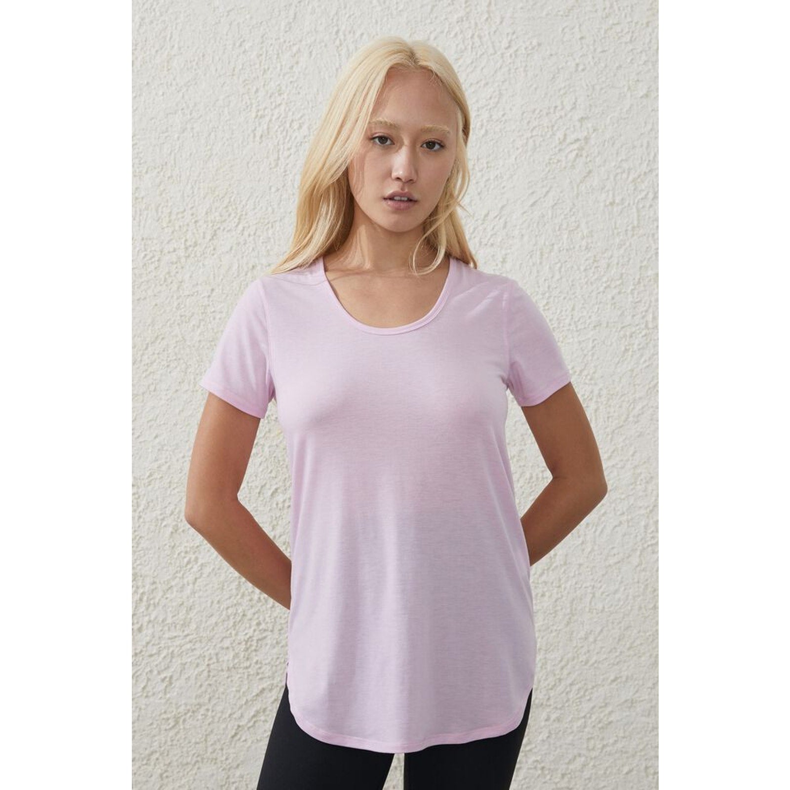 COTTON ON BODY Womens Gym T Shirt Large Purple Scoop Neck Relaxed NWT
