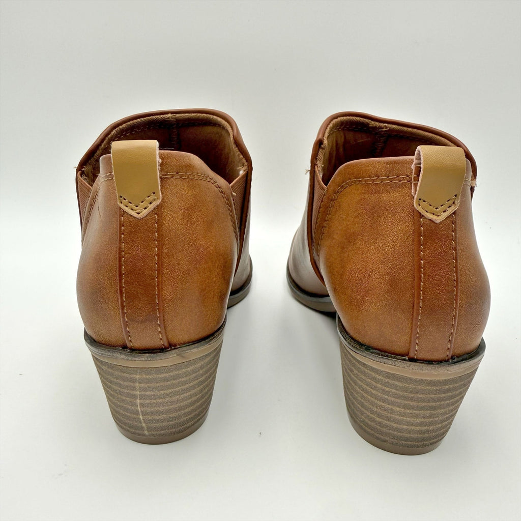 Dr. Scholls Womens Laurel Ankle Bootie Size 6.5 EU 36.5 Brown Leather Boot NWOB