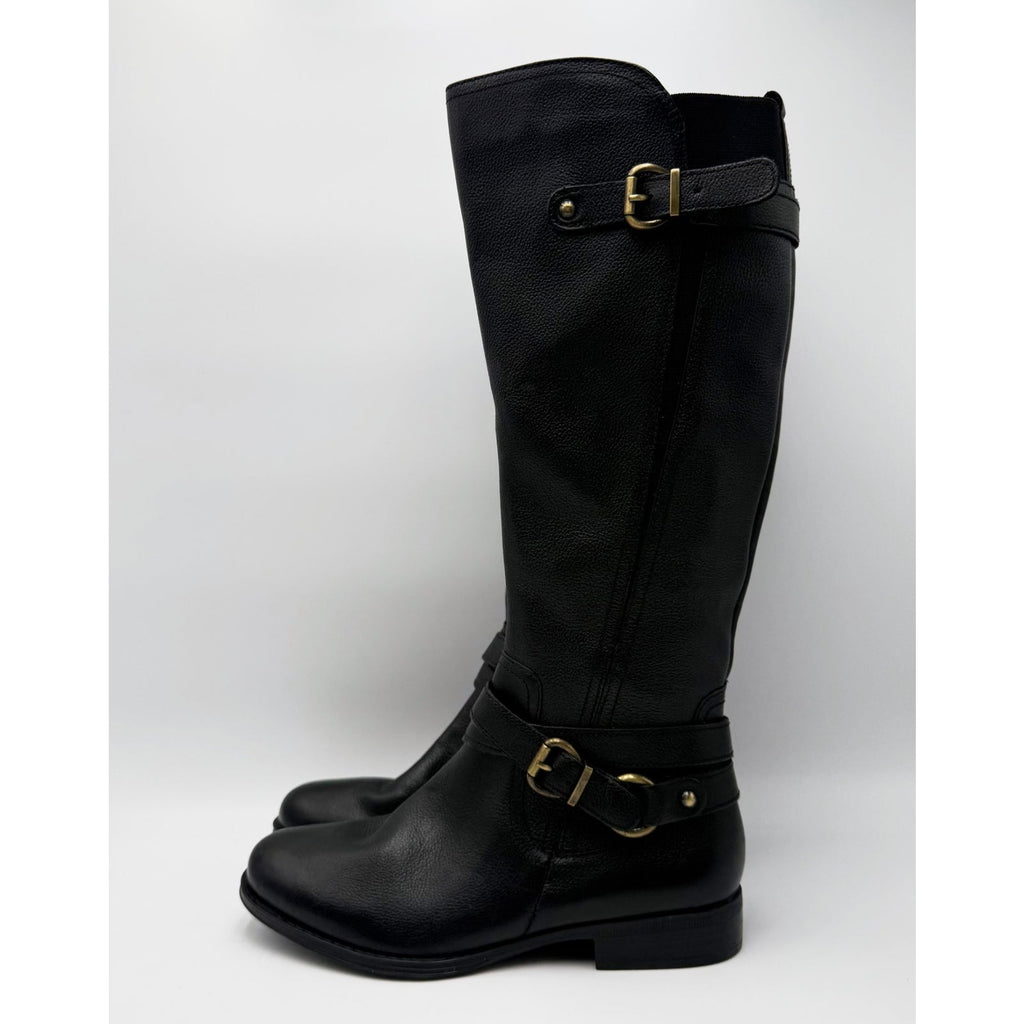 Naturalizer Womens June Knee High Riding Boots Size 7 EU 37 Black Leather NWOB