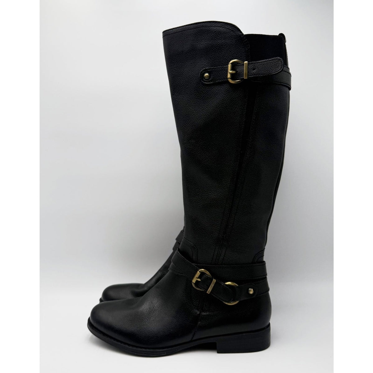 Naturalizer Womens June Knee High Riding Boots Size 7 EU 37 Black Leather NWOB