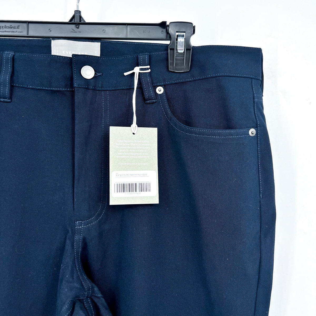EVERLANE Men's The Performance 5-Pocket Pants 33x32 Navy Blue Stretch Chinos NWT