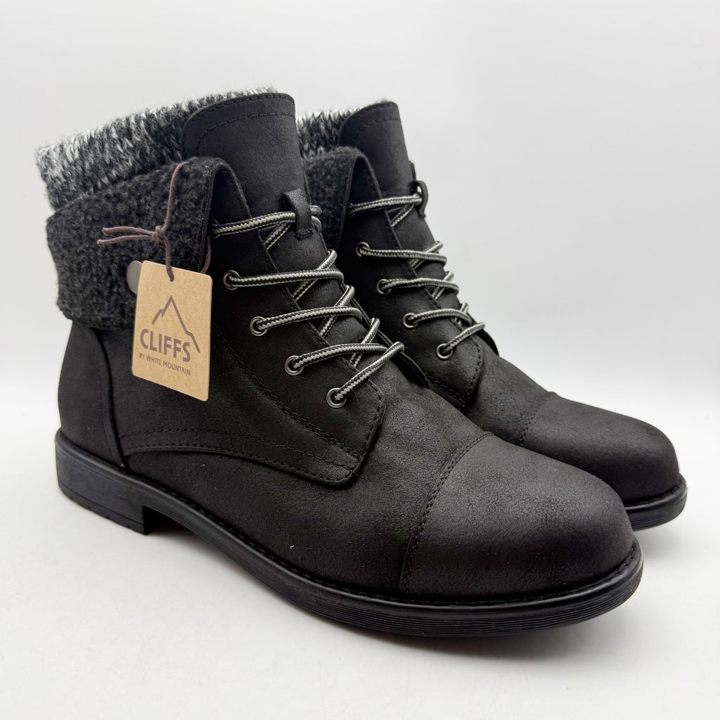 Cliffs by White Mountain Womens Duena Ankle Booties US 11 Wide Black Knit NWT