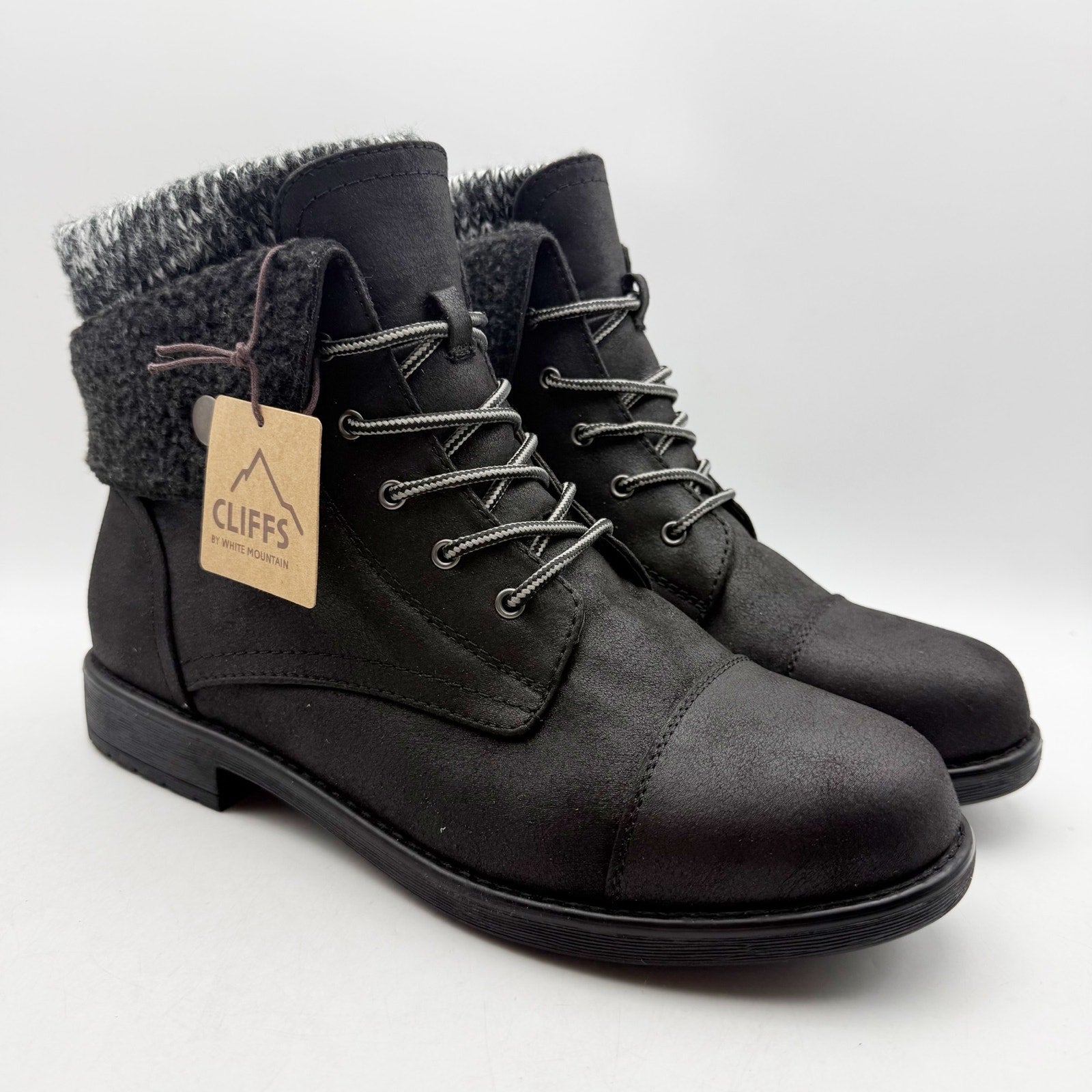 Cliffs by White Mountain Womens Duena Ankle Booties US 11 Wide Black Knit NWT