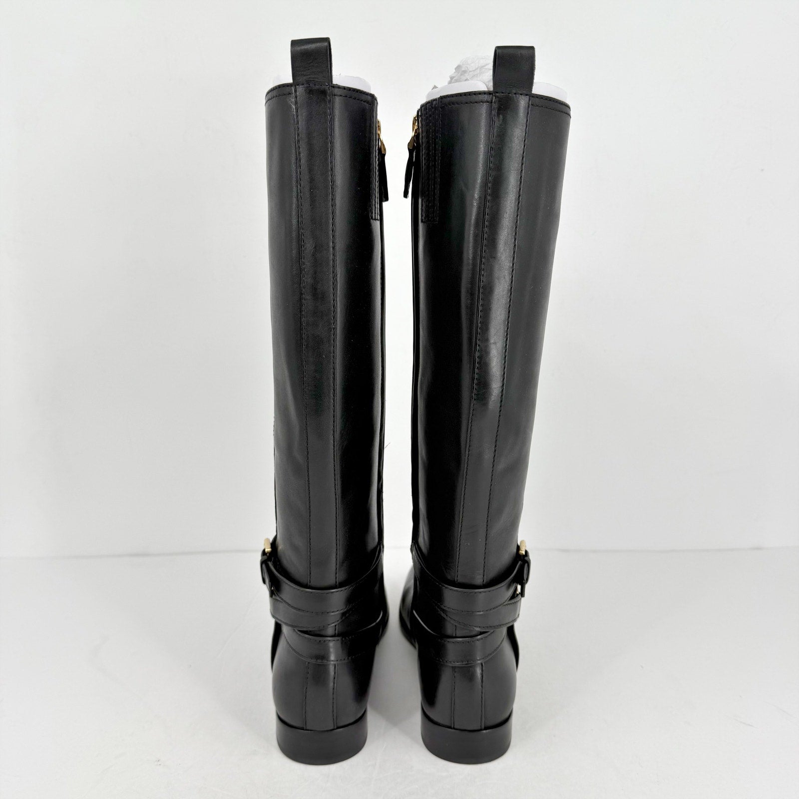 Lauren Ralph Lauren Womens Blayke Buckled Riding Boots US 5 Black Leather NWOB
