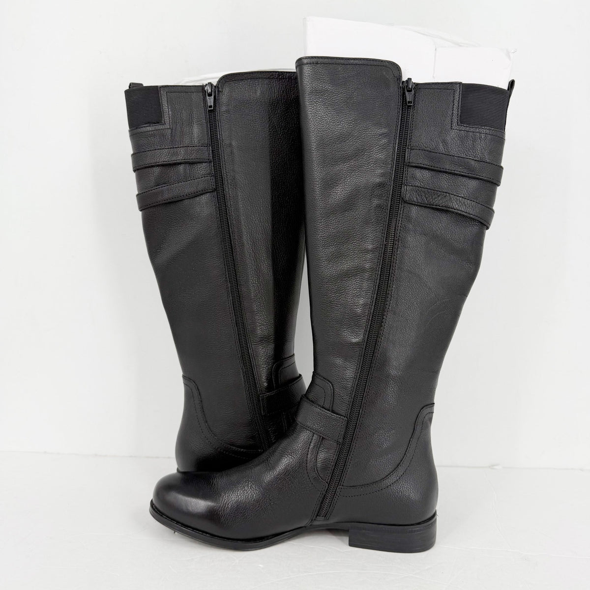 Naturalizer Womens Jessie Knee High Boots Size 8 M WIDE CALF Black Leather NIB