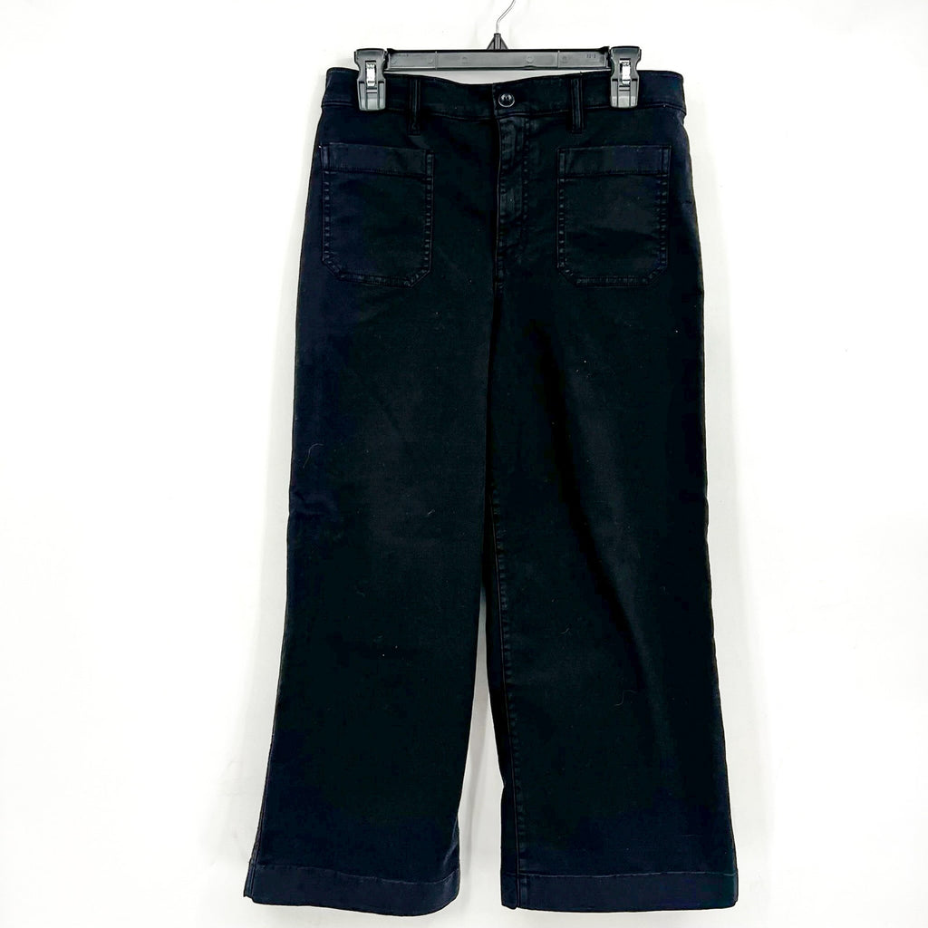 LAUREN RALPH LAUREN Womens Wide Leg Cropped Pants Size 2 Black Stretch Chino NWT