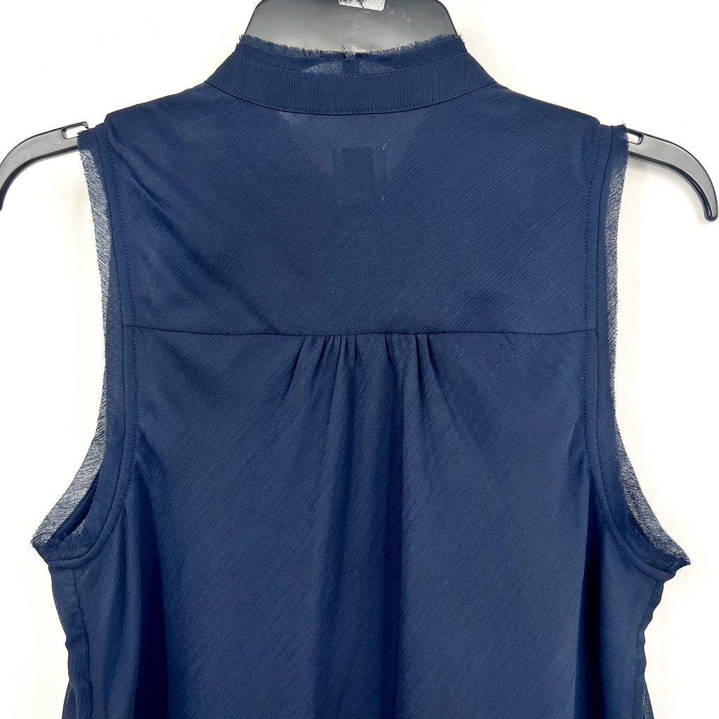 NIC + ZOE Women's Falling Chiffon Top Medium Navy Blue Sleeveless NWT