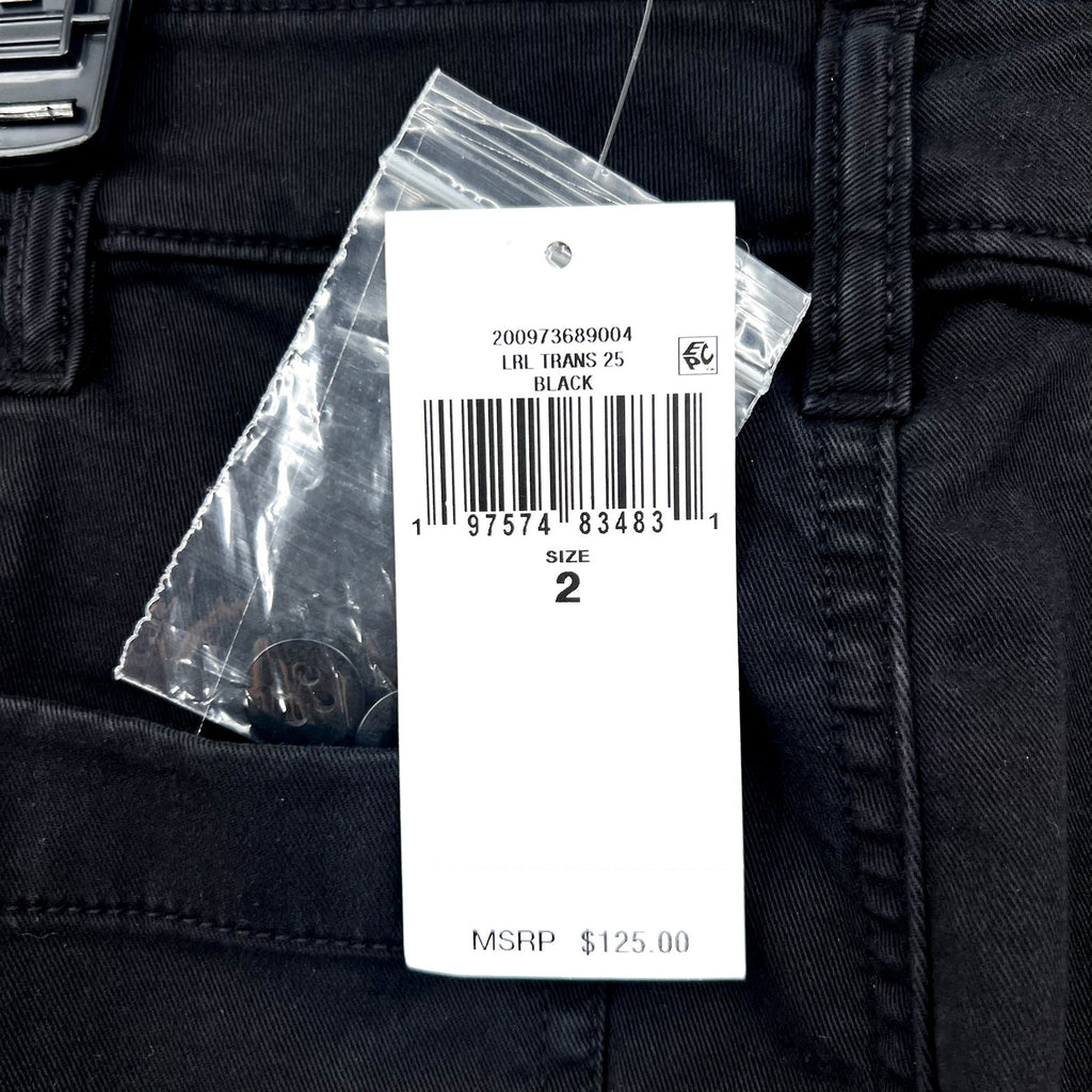 LAUREN RALPH LAUREN Womens Wide Leg Cropped Pants Size 2 Black Stretch Chino NWT