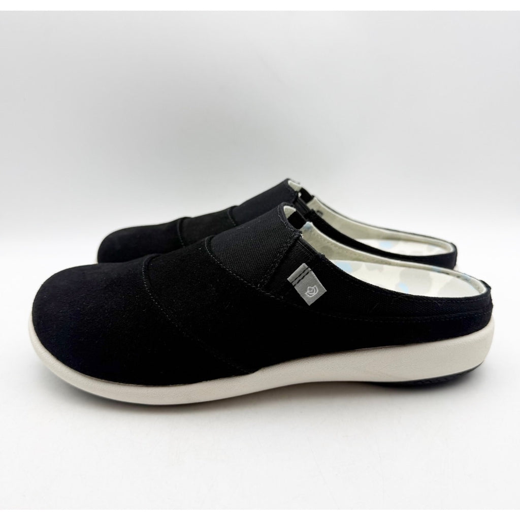 Spenco Women's Siesta Bokeh Layered Clogs Size 7.5 WIDE Black Slip-On NIB
