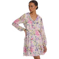 Lauren Ralph Lauren Surplice Dress Size 12 Pink Floral Crinkle Georgette NWT