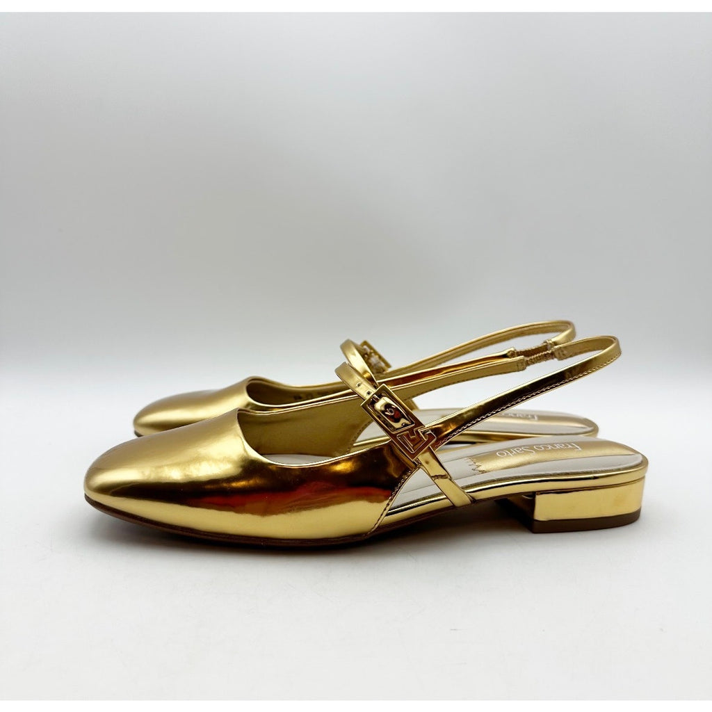 Franco Sarto Womens Destin Mary Jane Flats Size 6 M Gold Patent Leather NIB