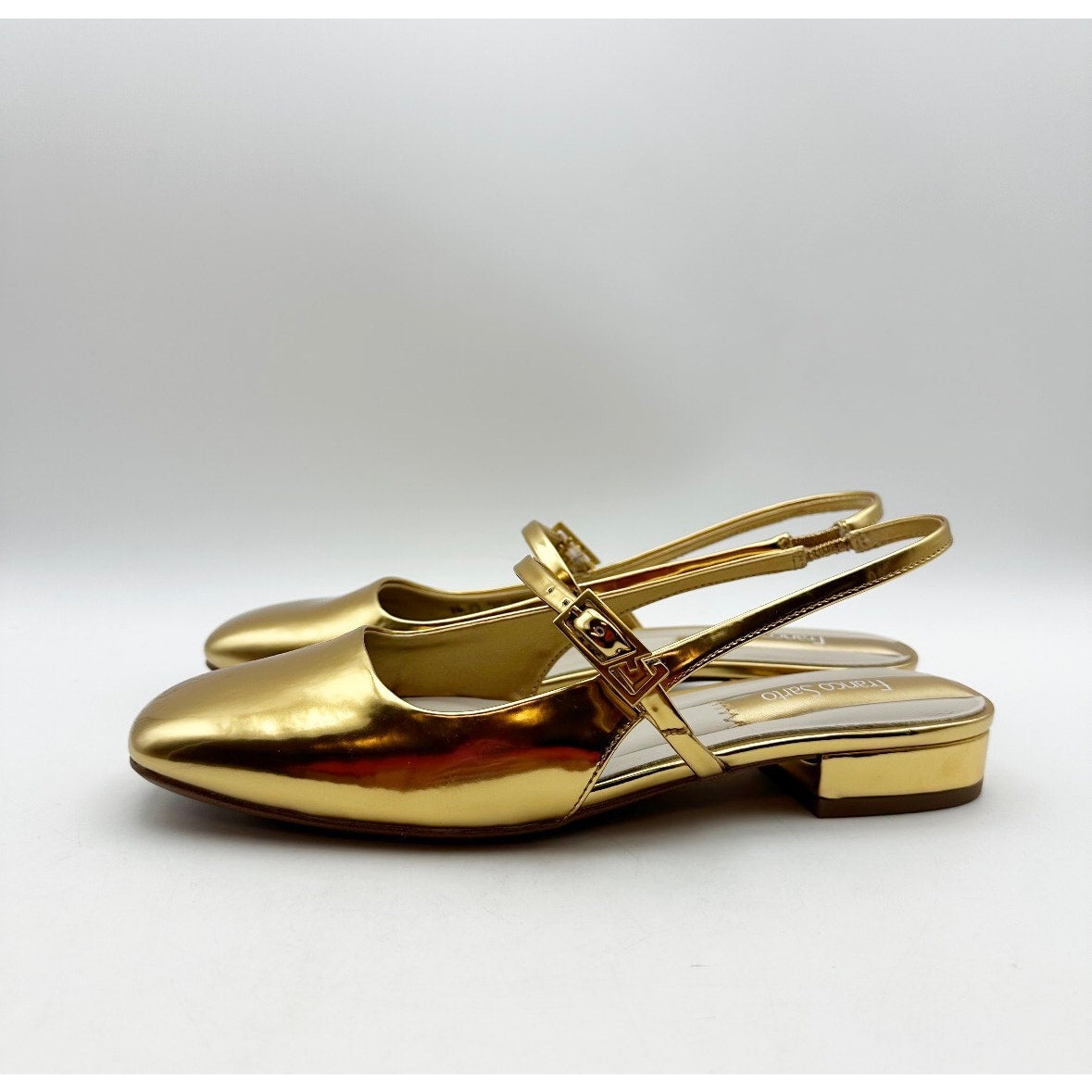 Franco Sarto Womens Destin Mary Jane Flats Size 6 M Gold Patent Leather NIB