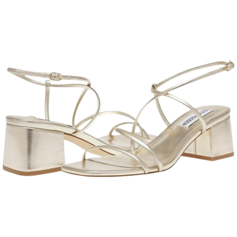 STEVE MADDEN Women's Remmi Heeled Sandals Size 6.5M Gold Strappy NWOB