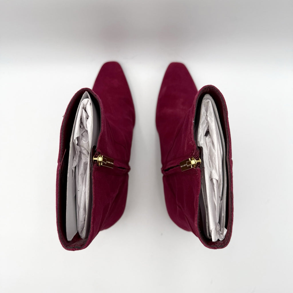 Vince Camuto Womens Amariah Ankle Booties Size 8 Red Chianti Suede NWOB