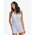 SOUTHERN TIDE Womens Forever Floral Tie Shoulder Romper Small White Sky Blue NWT